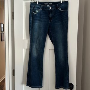 White House Black Market 14 short mid-rise slim boot cut jeans.